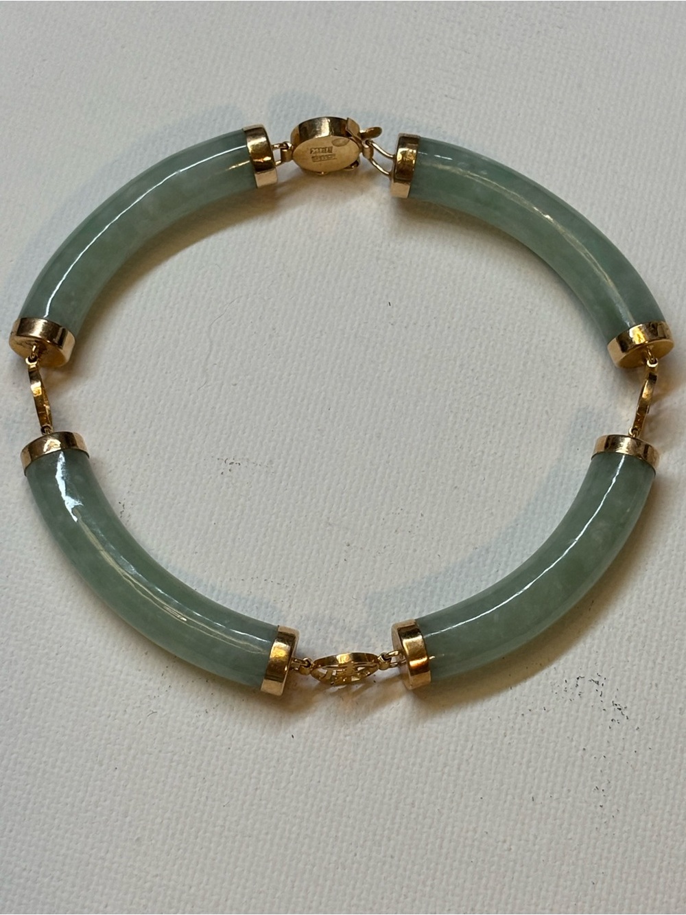 14k gold  Jade Tube Bracelet